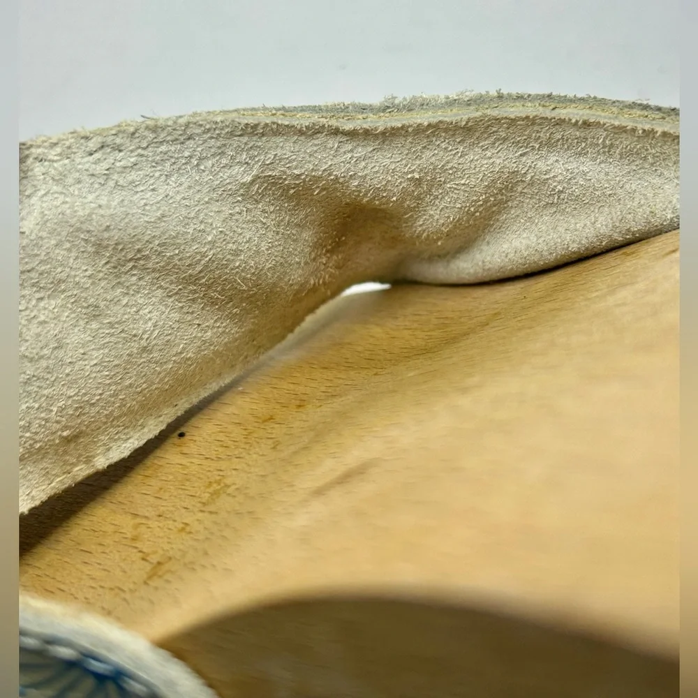 Dr Scholl’s Vintage Blue & White Hawaiian Hibiscus Silver Buckle Sandal Size 10 - Picture 14 of 14